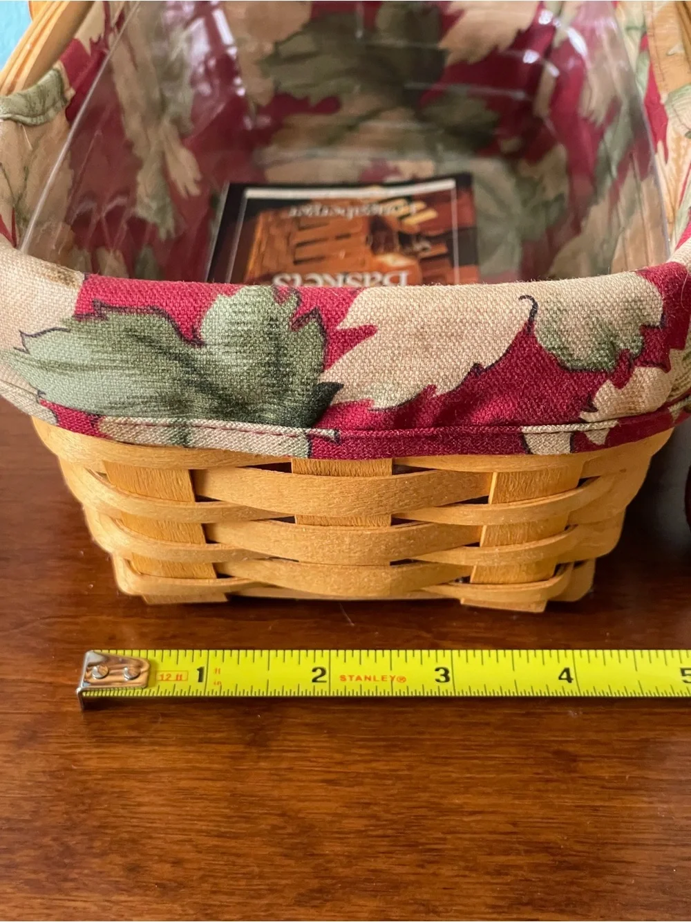 Longaberger Basket Woven Memories Yr 2000 Material Cover Plastic Liner Vintage